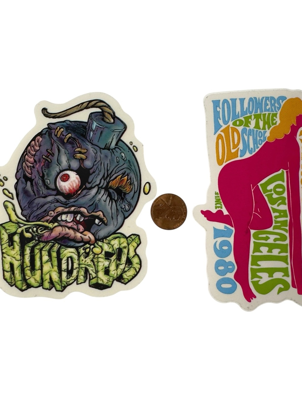 LOT OF 2 The Hundreds Streetwear Clothing Stickers Adam Bomb Skateboard Decal
